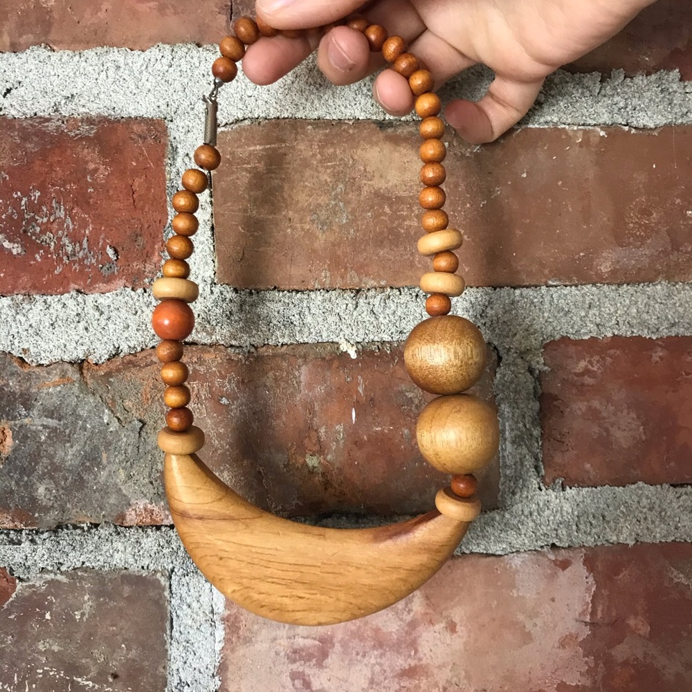 Vintage Wood Bead Necklace